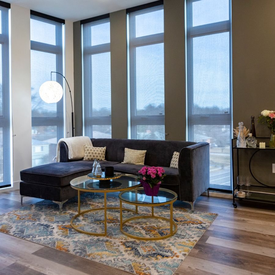 floor to ceiling windows in living room